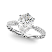 Radiant Sidestone Round Diamond Engagement Ring in 10K/14K gold and platinum with certified lab-grown or natural diamonds