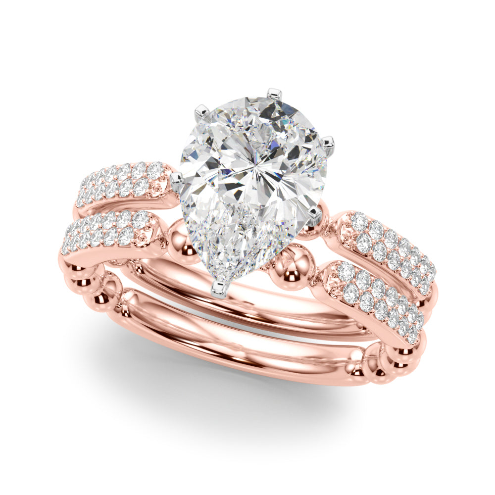 Radiant Sidestone Round Diamond Engagement Ring in 10K/14K gold and platinum with certified lab-grown or natural diamonds