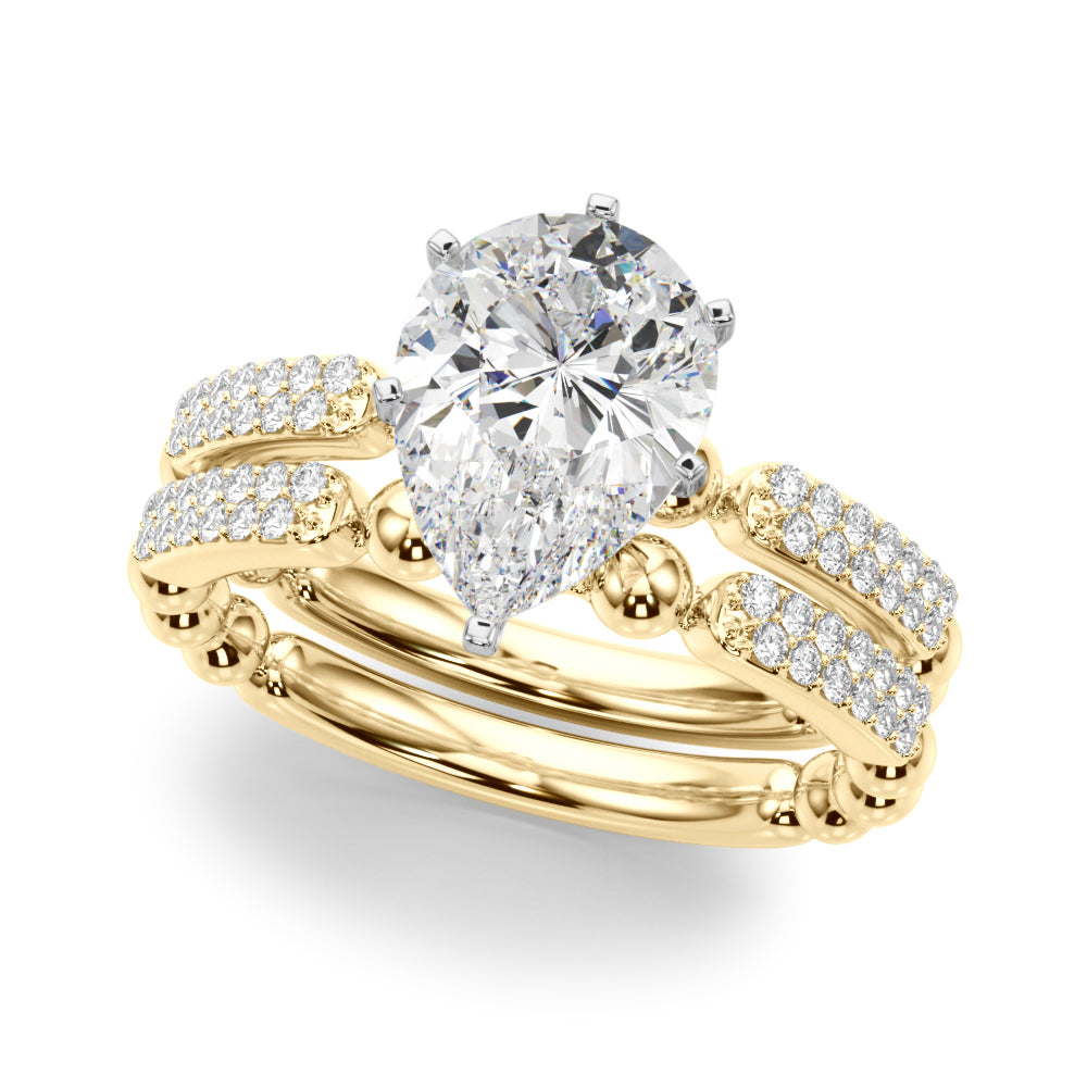 Radiant Sidestone Round Diamond Engagement Ring in 10K/14K gold and platinum with certified lab-grown or natural diamonds