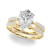 Radiant Sidestone Round Diamond Engagement Ring in 10K/14K gold and platinum with certified lab-grown or natural diamonds