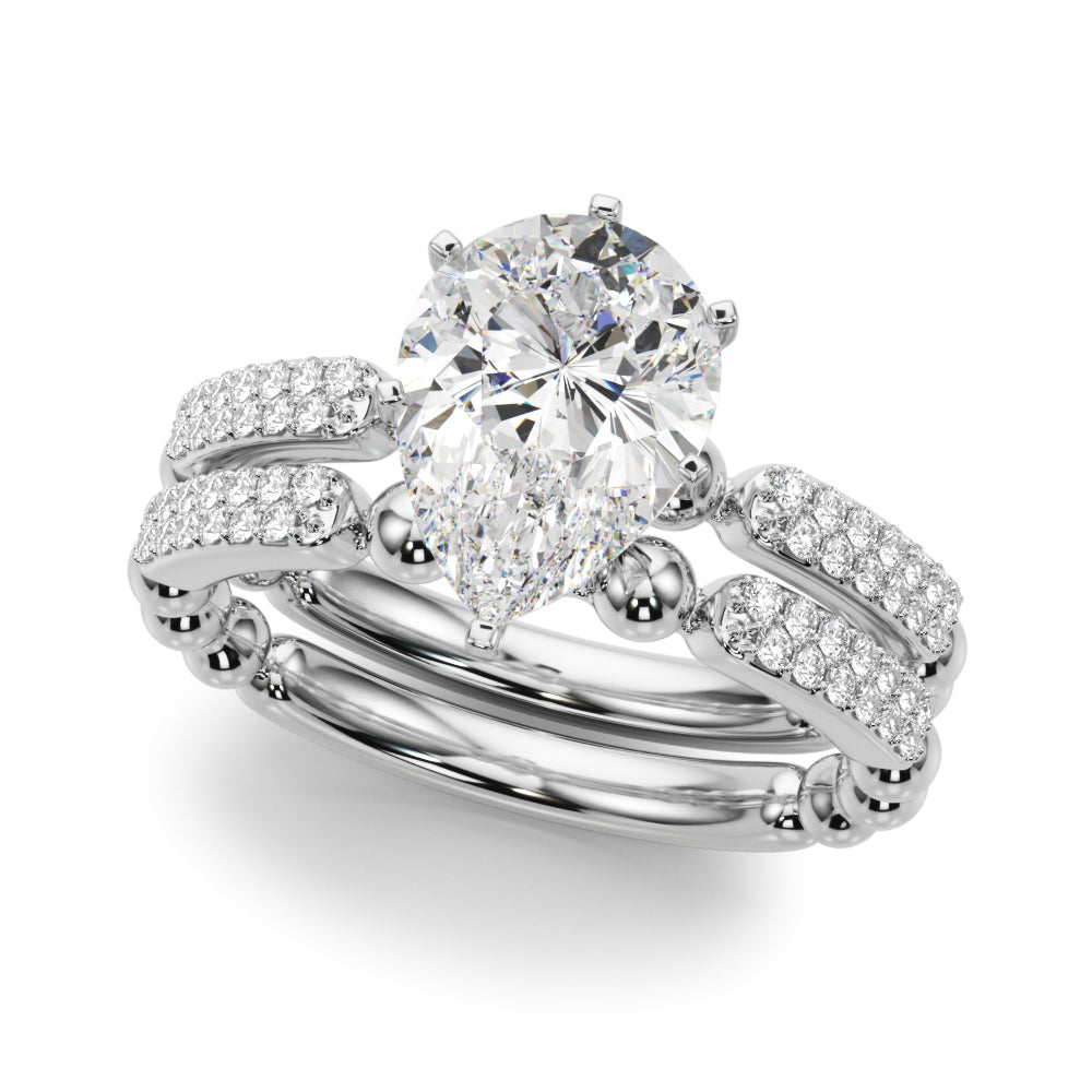 Radiant Sidestone Round Diamond Engagement Ring in 10K/14K gold and platinum with certified lab-grown or natural diamonds