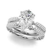 Radiant Sidestone Round Diamond Engagement Ring in 10K/14K gold and platinum with certified lab-grown or natural diamonds