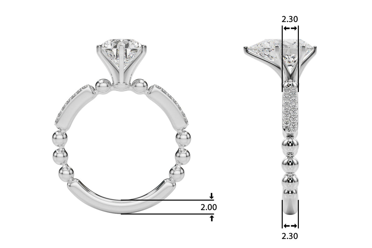 Radiant Sidestone Round Diamond Engagement Ring in 10K/14K gold and platinum with certified lab-grown or natural diamonds