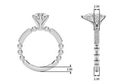 Radiant Sidestone Round Diamond Engagement Ring in 10K/14K gold and platinum with certified lab-grown or natural diamonds