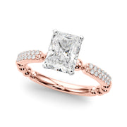 Radiant Sidestone Round Diamond Engagement Ring in 10K/14K gold and platinum with certified lab-grown or natural diamonds