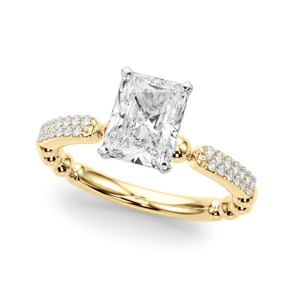 Radiant Sidestone Round Diamond Engagement Ring in 10K/14K gold and platinum with certified lab-grown or natural diamonds