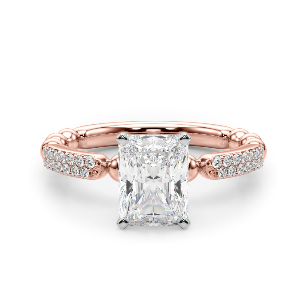 Radiant Sidestone Round Diamond Engagement Ring in 10K/14K gold and platinum with certified lab-grown or natural diamonds