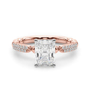 Radiant Sidestone Round Diamond Engagement Ring in 10K/14K gold and platinum with certified lab-grown or natural diamonds
