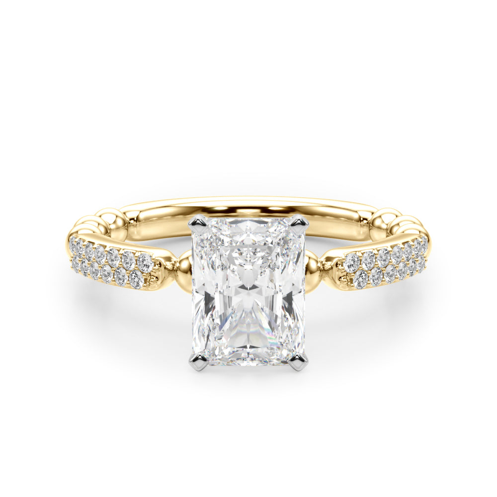 Radiant Sidestone Round Diamond Engagement Ring in 10K/14K gold and platinum with certified lab-grown or natural diamonds