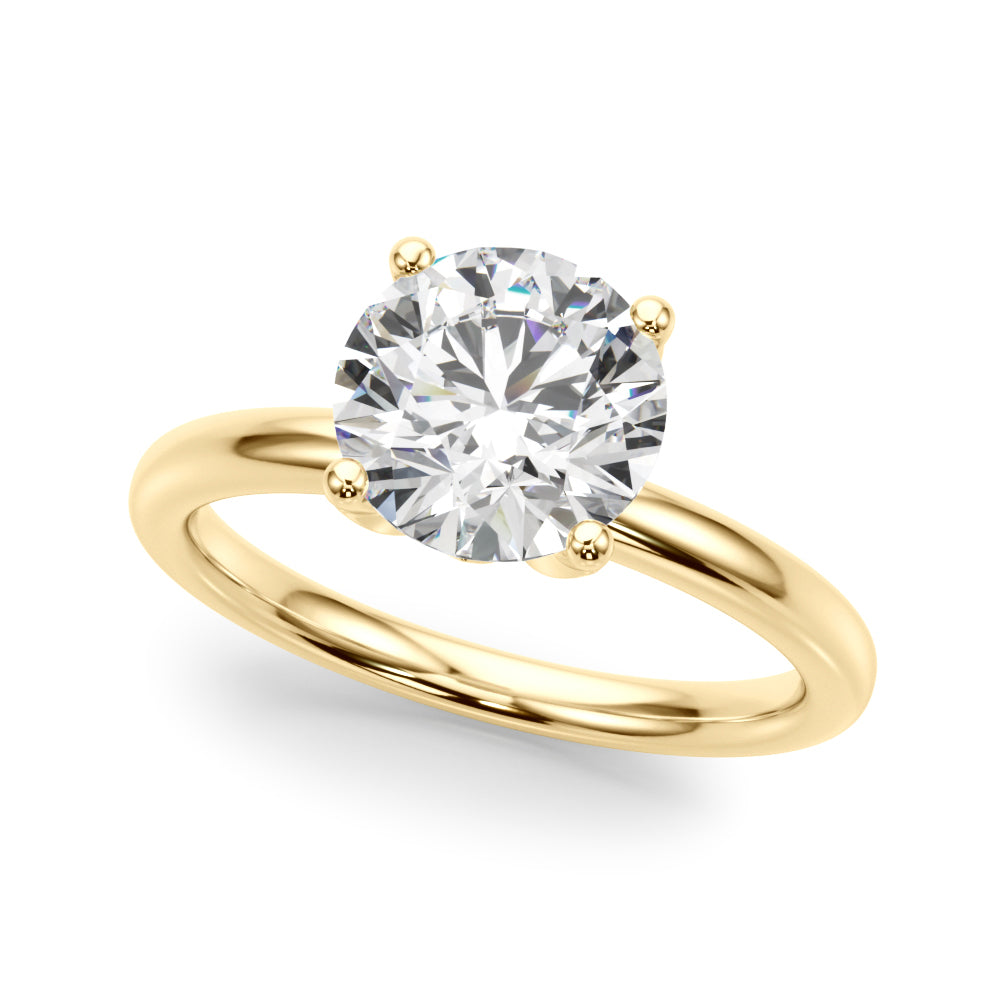 Romantic Sidestone Round Diamond Engagement Ring in 10K/14K gold and platinum with certified lab-grown or natural diamonds