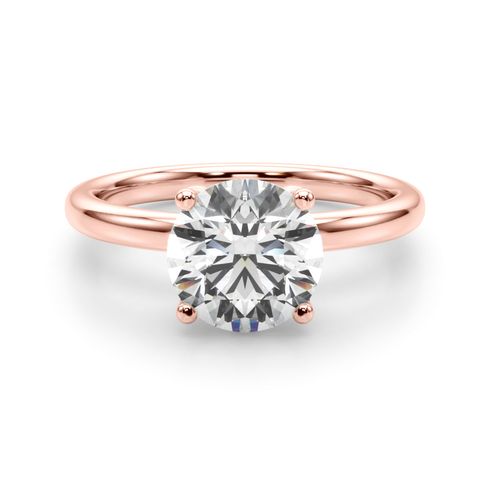 Romantic Sidestone Round Diamond Engagement Ring in 10K/14K gold and platinum with certified lab-grown or natural diamonds
