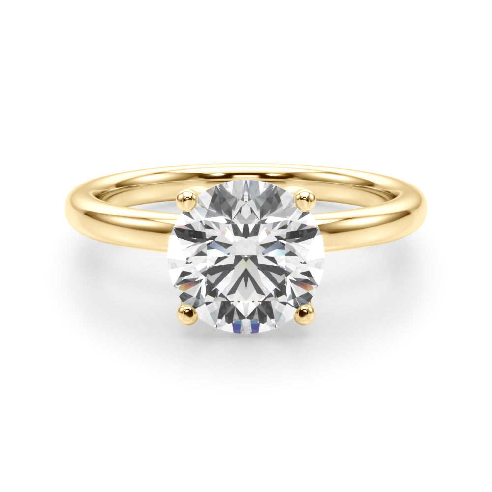 Romantic Sidestone Round Diamond Engagement Ring in 10K/14K gold and platinum with certified lab-grown or natural diamonds