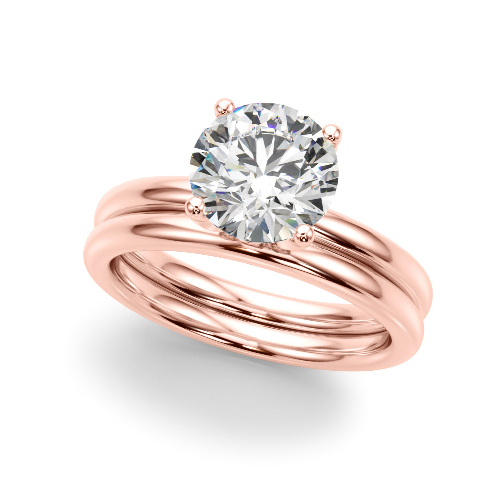 Romantic Sidestone Round Diamond Engagement Ring in 10K/14K gold and platinum with certified lab-grown or natural diamonds