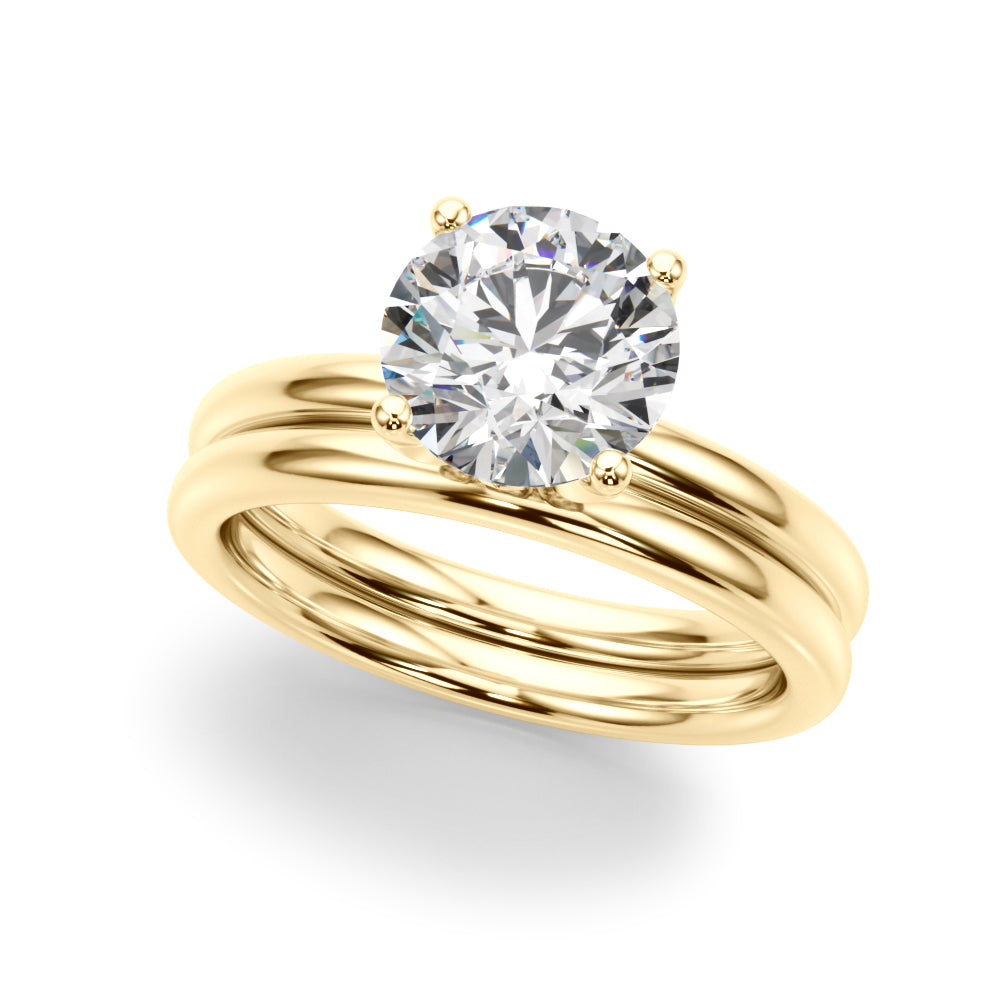 Romantic Sidestone Round Diamond Engagement Ring in 10K/14K gold and platinum with certified lab-grown or natural diamonds