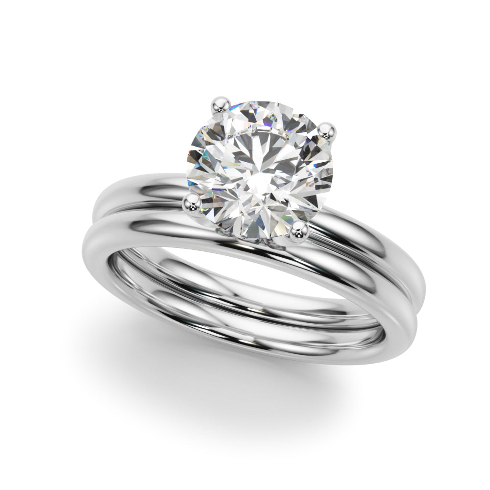 Romantic Sidestone Round Diamond Engagement Ring in 10K/14K gold and platinum with certified lab-grown or natural diamonds