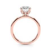 Romantic Sidestone Round Diamond Engagement Ring in 10K/14K gold and platinum with certified lab-grown or natural diamonds