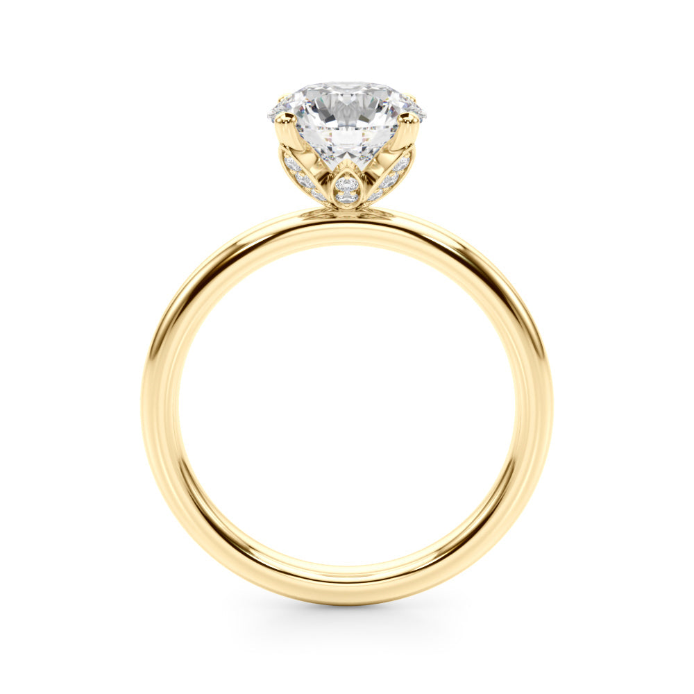 Romantic Sidestone Round Diamond Engagement Ring in 10K/14K gold and platinum with certified lab-grown or natural diamonds