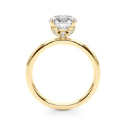 Romantic Sidestone Round Diamond Engagement Ring in 10K/14K gold and platinum with certified lab-grown or natural diamonds