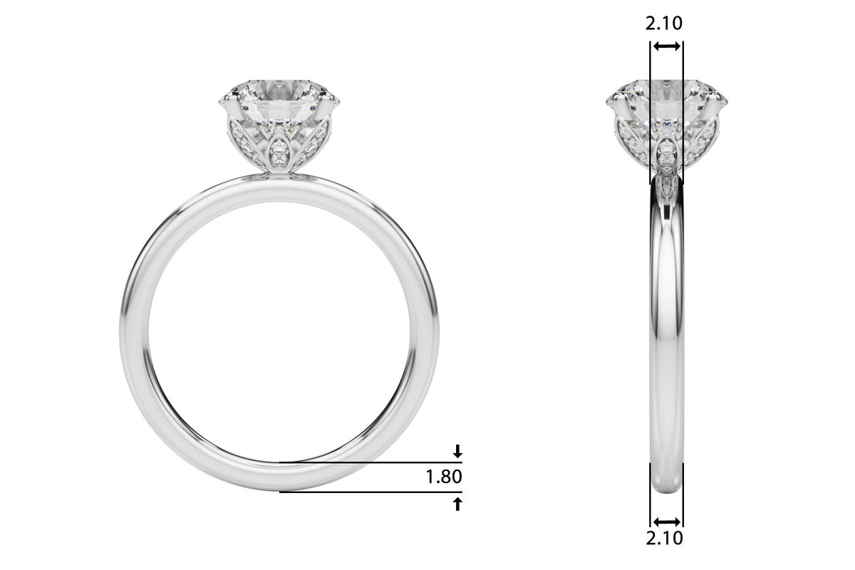 Romantic Sidestone Round Diamond Engagement Ring in 10K/14K gold and platinum with certified lab-grown or natural diamonds