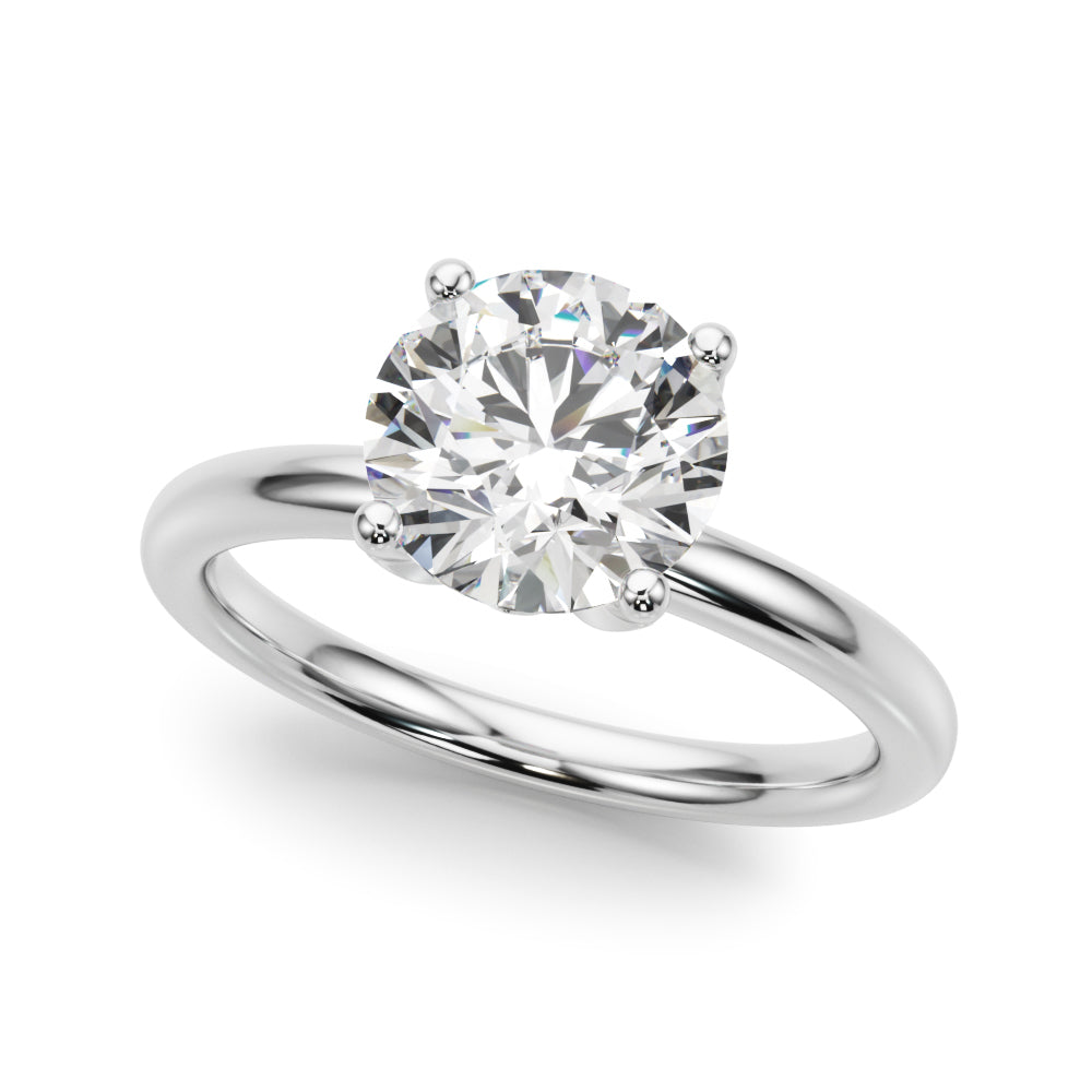 Romantic Sidestone Round Diamond Engagement Ring in 10K/14K gold and platinum with certified lab-grown or natural diamonds