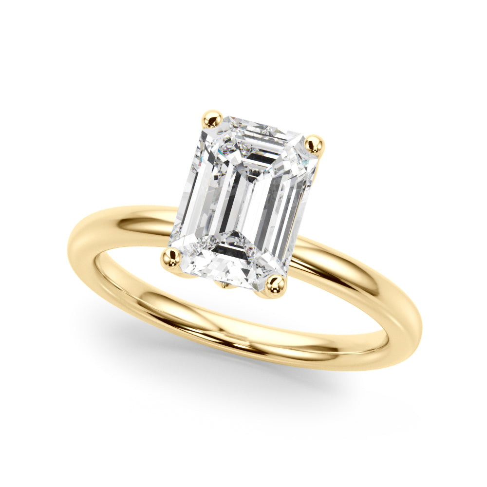 Lustrous Sidestone Emerald Diamond Engagement Ring in 10K/14K gold and platinum with certified lab-grown or natural diamonds
