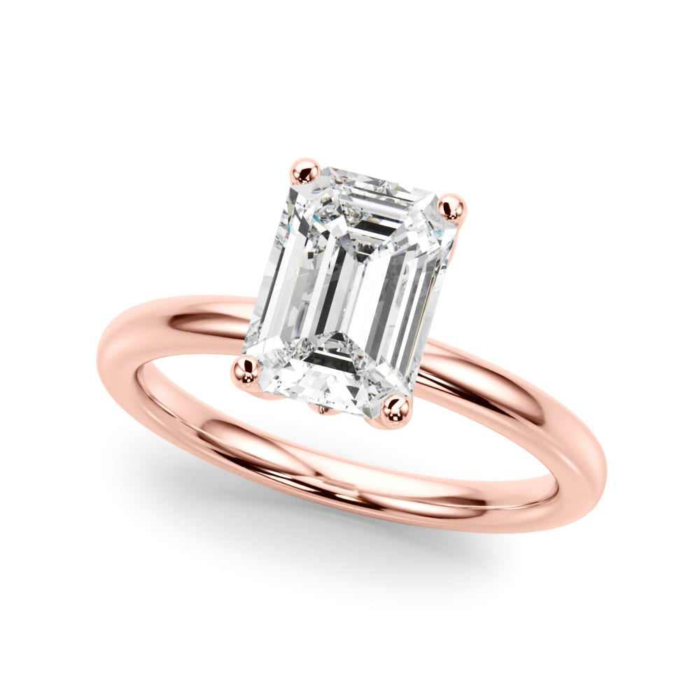 Lustrous Sidestone Emerald Diamond Engagement Ring in 10K/14K gold and platinum with certified lab-grown or natural diamonds