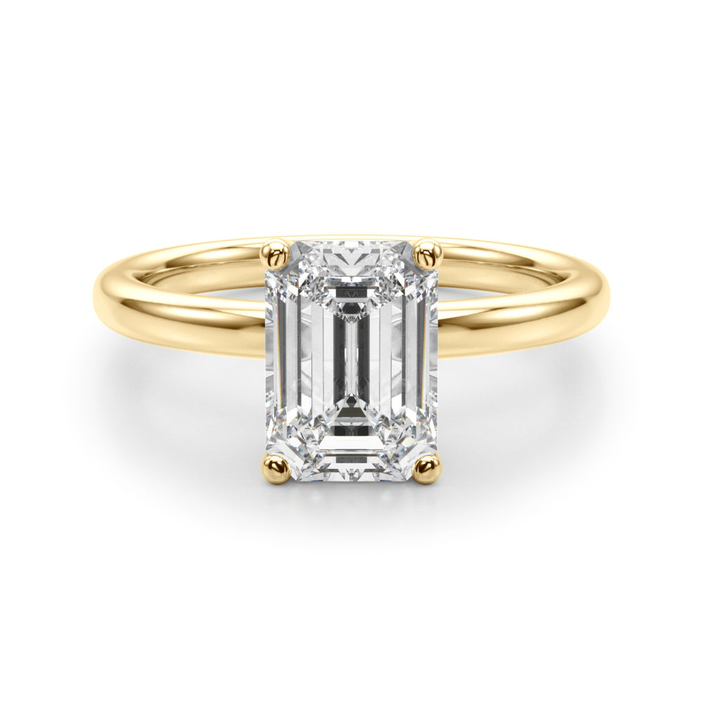 Lustrous Sidestone Emerald Diamond Engagement Ring in 10K/14K gold and platinum with certified lab-grown or natural diamonds