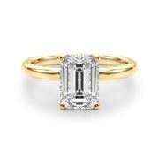Lustrous Sidestone Emerald Diamond Engagement Ring in 10K/14K gold and platinum with certified lab-grown or natural diamonds