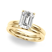 Lustrous Sidestone Emerald Diamond Engagement Ring in 10K/14K gold and platinum with certified lab-grown or natural diamonds
