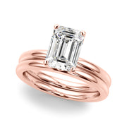 Lustrous Sidestone Emerald Diamond Engagement Ring in 10K/14K gold and platinum with certified lab-grown or natural diamonds