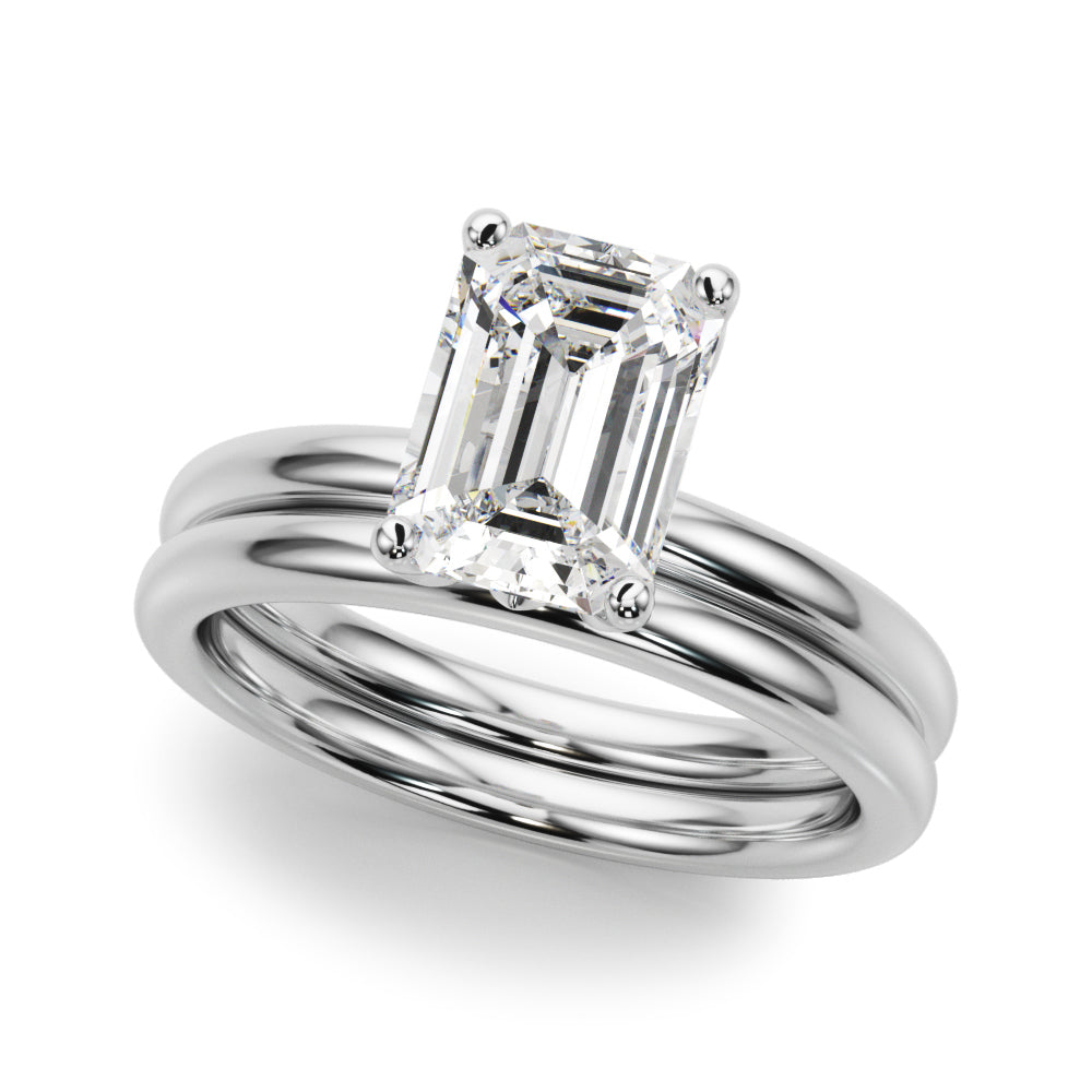 Lustrous Sidestone Emerald Diamond Engagement Ring in 10K/14K gold and platinum with certified lab-grown or natural diamonds