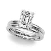 Lustrous Sidestone Emerald Diamond Engagement Ring in 10K/14K gold and platinum with certified lab-grown or natural diamonds