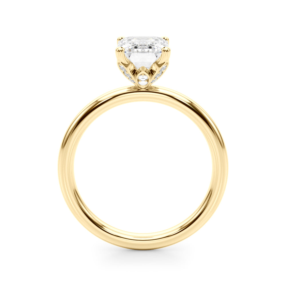 Lustrous Sidestone Emerald Diamond Engagement Ring in 10K/14K gold and platinum with certified lab-grown or natural diamonds