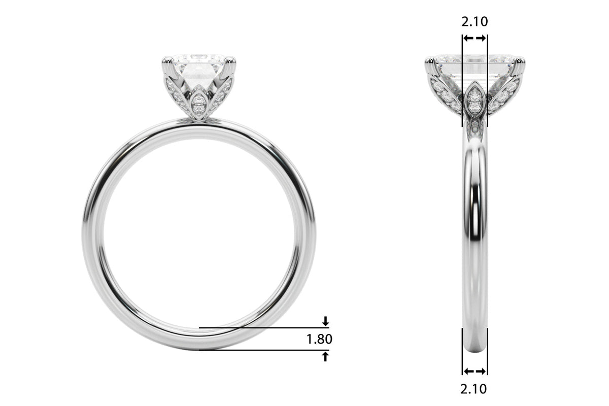 Lustrous Sidestone Emerald Diamond Engagement Ring in 10K/14K gold and platinum with certified lab-grown or natural diamonds