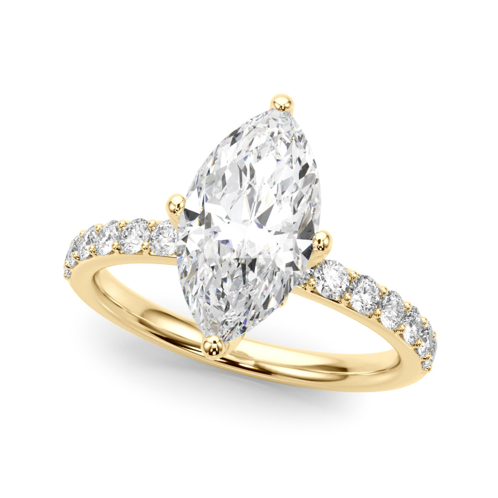 Exquisite Sidestone Marquise Diamond Engagement Ring in 10K/14K gold and platinum with certified lab-grown or natural diamonds