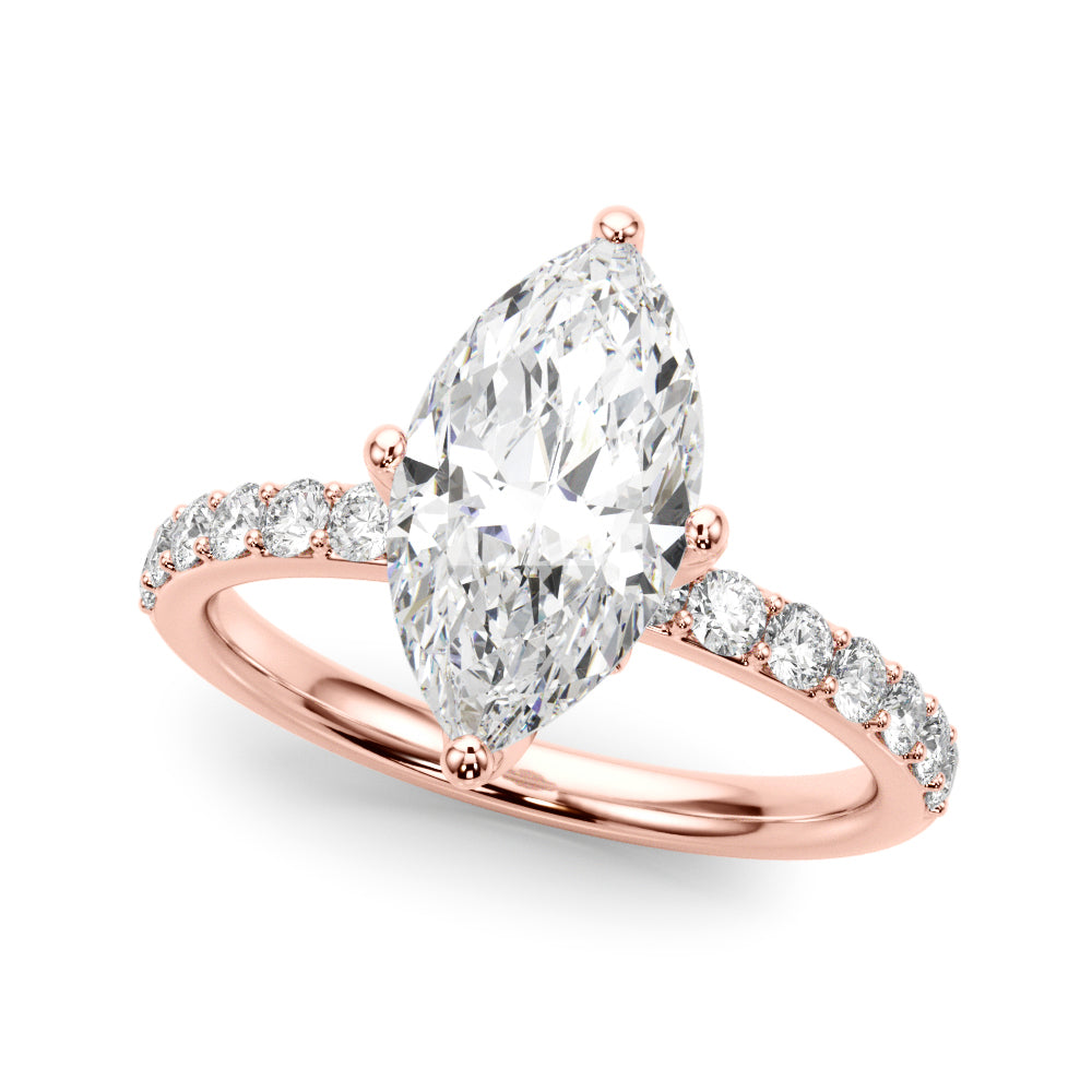 Exquisite Sidestone Marquise Diamond Engagement Ring â€” 10K/14K Gold & Platinum