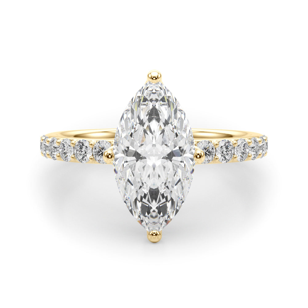 Exquisite Sidestone Marquise Diamond Engagement Ring â€” 10K/14K Gold & Platinum