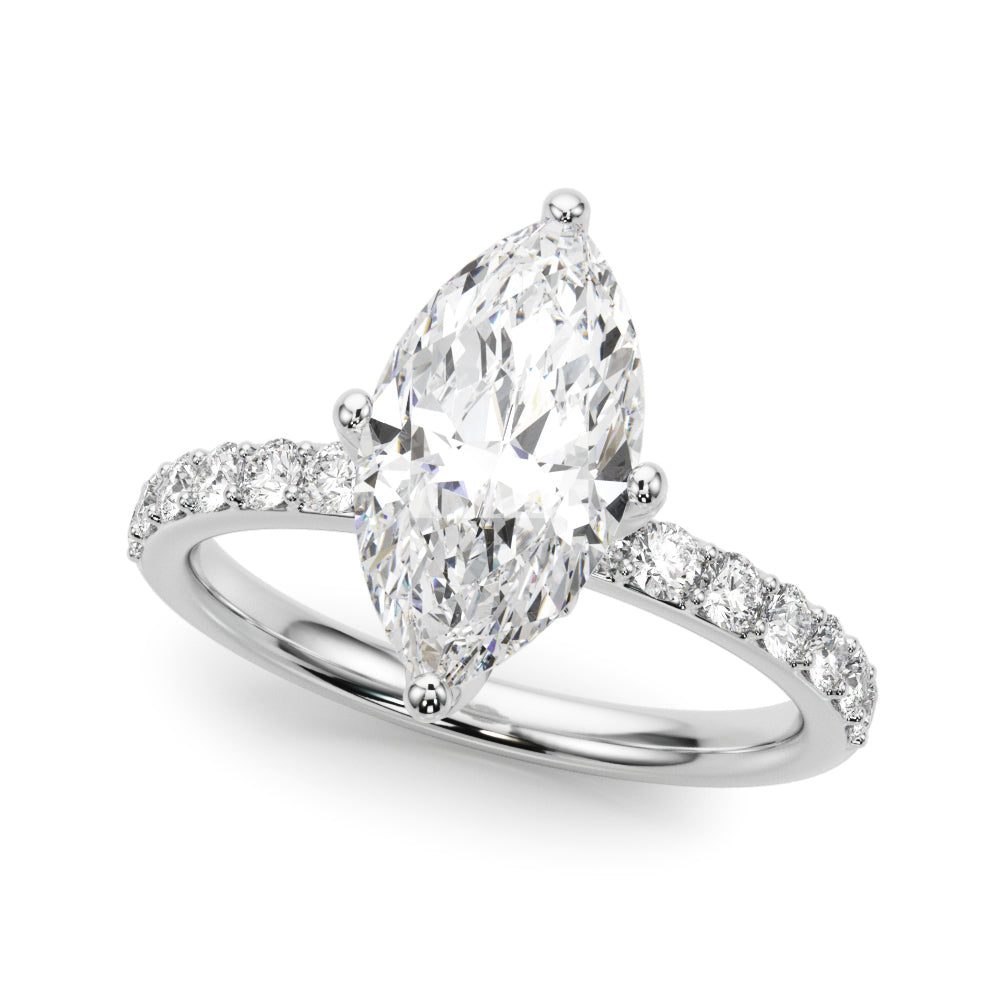 Exquisite Sidestone Marquise Diamond Engagement Ring â€” 10K/14K Gold & Platinum