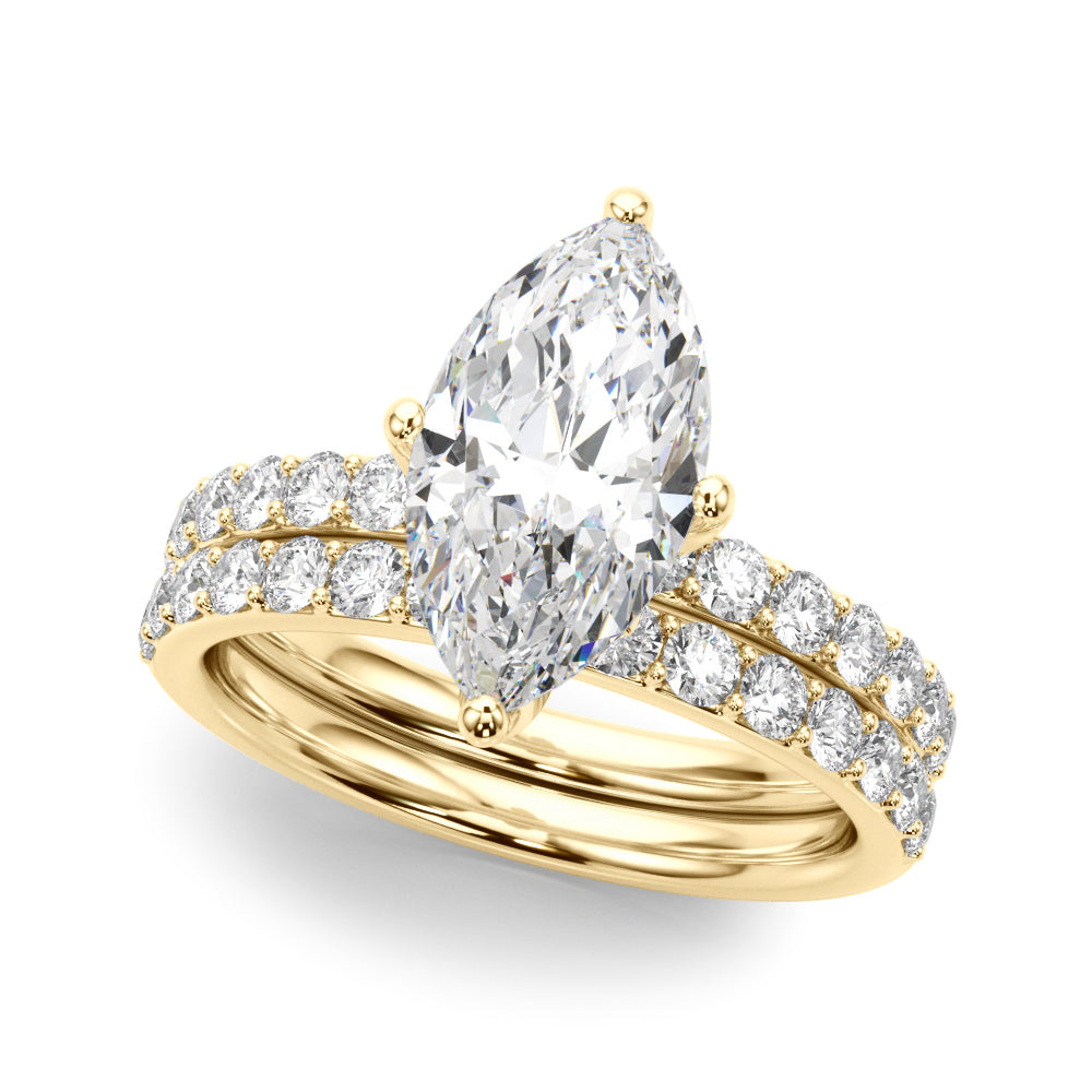 Exquisite Sidestone Marquise Diamond Engagement Ring â€” 10K/14K Gold & Platinum