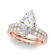 Exquisite Sidestone Marquise Diamond Engagement Ring â€” 10K/14K Gold & Platinum