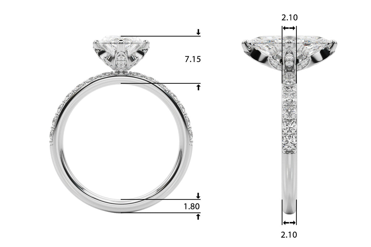 Exquisite Sidestone Marquise Diamond Engagement Ring â€” 10K/14K Gold & Platinum