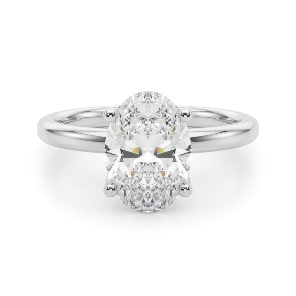 Regal Sidestone Oval Diamond Engagement Ring â€” 10K/14K Gold & Platinum