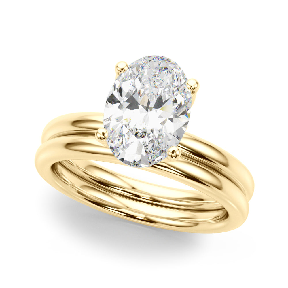 Regal Sidestone Oval Diamond Engagement Ring â€” 10K/14K Gold & Platinum