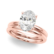 Regal Sidestone Oval Diamond Engagement Ring â€” 10K/14K Gold & Platinum