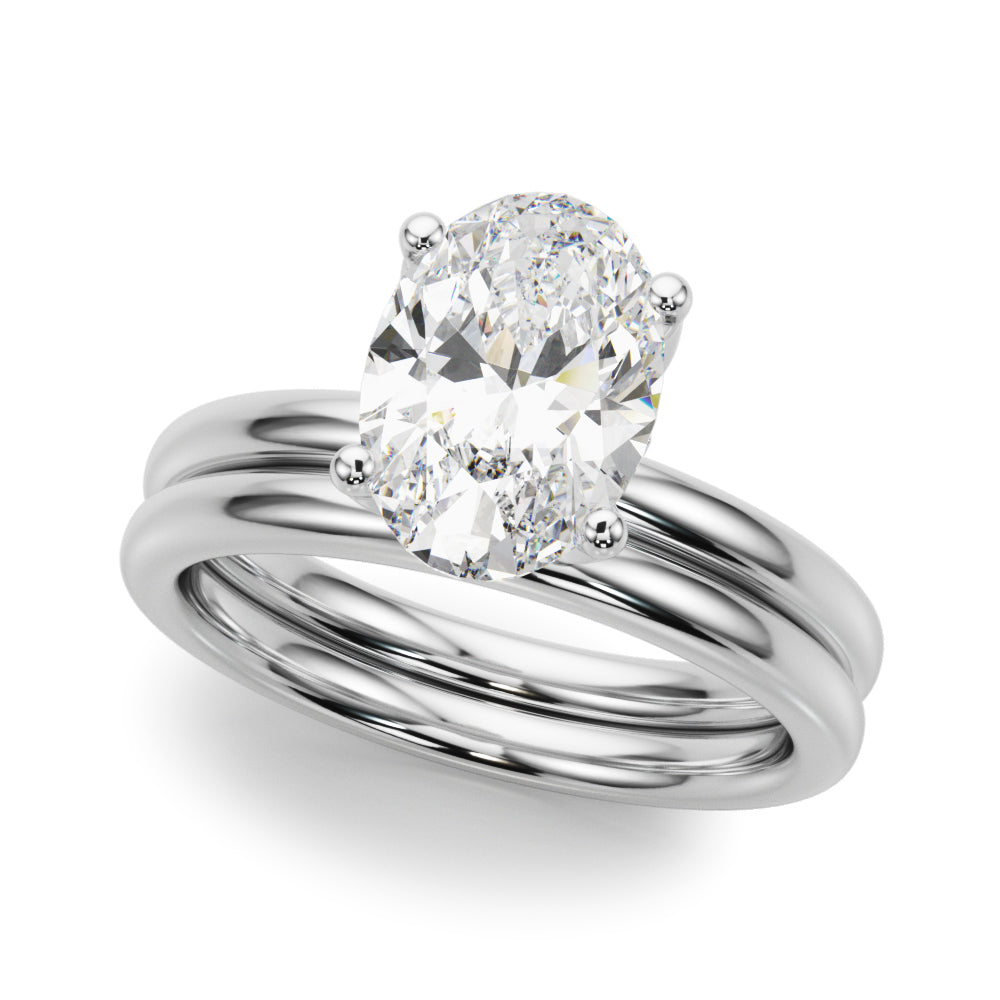 Regal Sidestone Oval Diamond Engagement Ring â€” 10K/14K Gold & Platinum