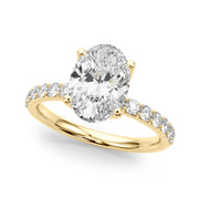 Sophisticated Sidestone Oval Diamond Engagement Ring in 10K/14K gold and platinum with certified lab-grown or natural diamonds