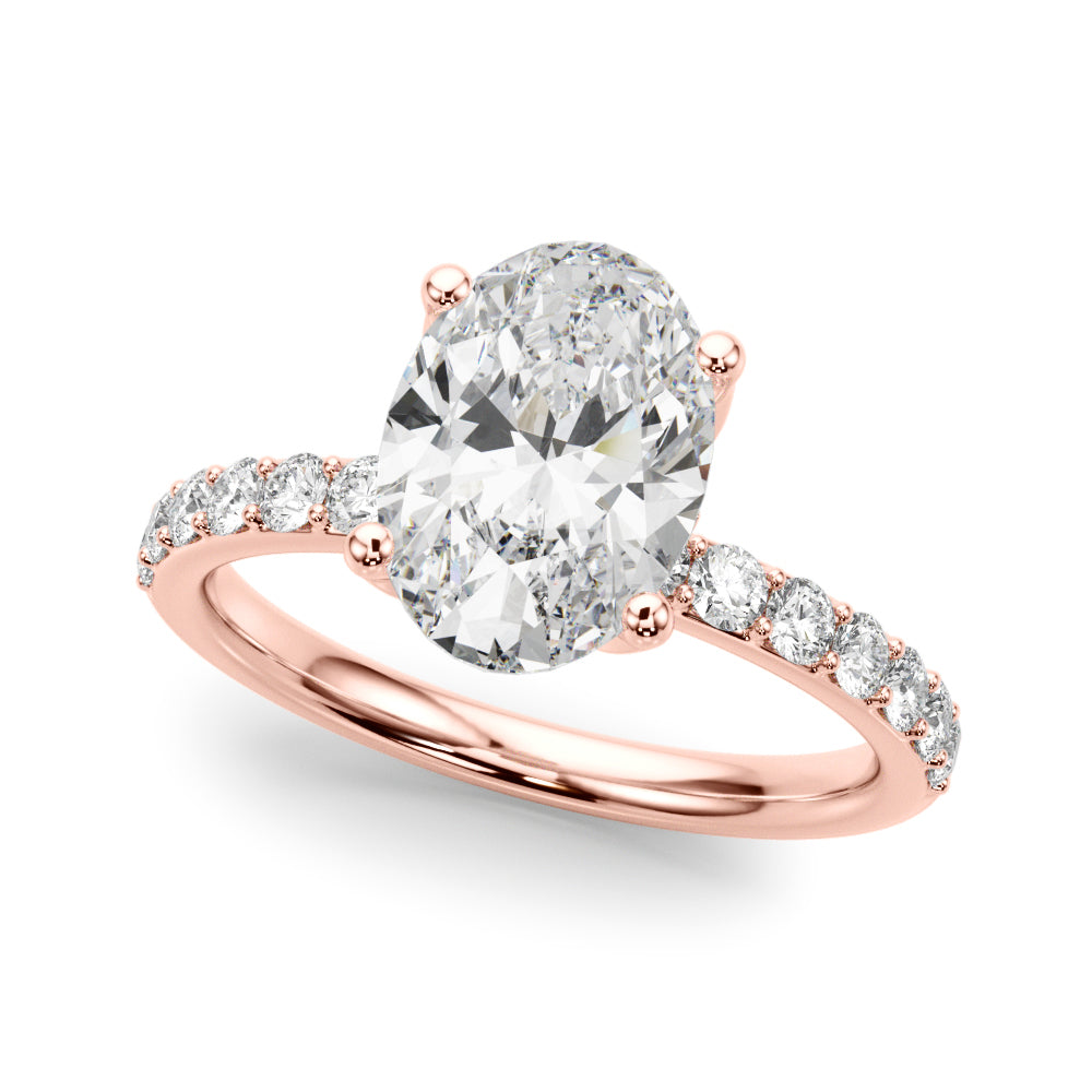 Sophisticated Sidestone Oval Diamond Engagement Ring â€” 10K/14K Gold & Platinum