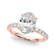 Sophisticated Sidestone Oval Diamond Engagement Ring â€” 10K/14K Gold & Platinum