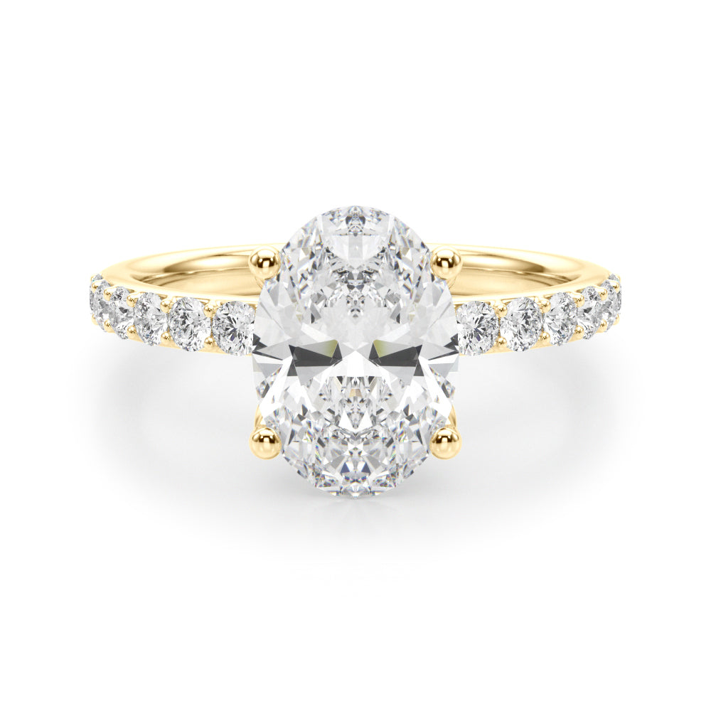 Sophisticated Sidestone Oval Diamond Engagement Ring â€” 10K/14K Gold & Platinum