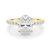 Sophisticated Sidestone Oval Diamond Engagement Ring â€” 10K/14K Gold & Platinum